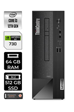 Lenovo NEO 50S i3 12100 64GB RAM 512GB SSD GT730/4GB W11PRO 11SX002VTX MASAÜSTÜ PC & PER4 BELLEK