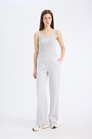 Slim Fit Dar Kesim Basic Düz Bisiklet Yaka Fitilli Kaşkorse Casual Atlet