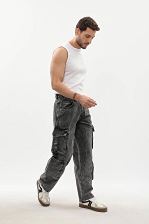Erkek Kargo Cepli Jean Pantolon