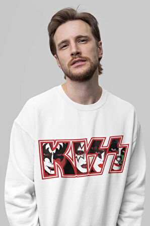 Tasarım Kiss Baskılı Unisex Oversize Rock Metal Sweatshirt