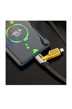 65w 4 In 1 Hızlı Şarj Naylon Örgülü Pd Hızlı Şarj Kablosu Iphone Android Uyumlu Kablo