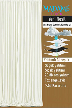 4 Katmanlı Krem Yeni Nesil Güneşlik Perde - Sıcak Soğuk Yalıtımı - Ses Yalıtımı - Toz Önleyici Özel Ölçü İçin Mesaj Atınız