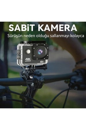 4K WiFi Aksiyon Kamerası 170° Geniş Açı Spor Kamera Ön Kayıt + Kask Montaj Aksesuar Seti
