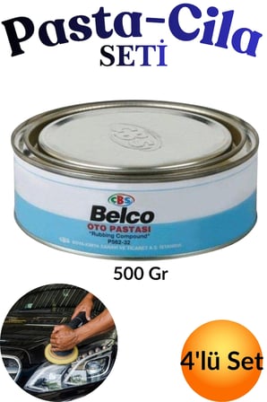 4'lü Set 500 gr Pasta 250 ml Cila- Oto Araba Far Parlatma Pasta Cila ve Polisaj Süngeri Seti
