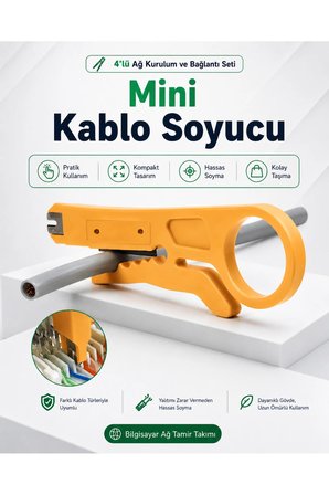 4lü Ağ Kurulum ve Bağlantı Seti - CAT5 CAT6 İnternet Kablosu Sıkma Pensesi, RJ45 RJ11 Hat Test Cihazı, Mini Kablo Soyucu ve 100 Adet RJ45 CAT5/6 UTP Jak Konnektör - Bilgisayar Ağ Tamir Takımı
