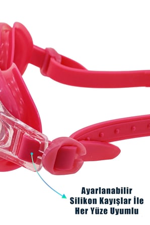 4lü Set Yüzücü Gözlüğü Kılıflı Kulak Burun Tıkaçlı Kumaş Bone Set Yüzme Havuz Deniz Gözlüğü Pembe