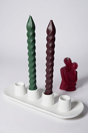 4’lü Masaüstü Şamdan Seti – Dekoratif Döküm Şamdanlık | 20 - 25 mm çap Muma Uyumlu | Modern Minimal Tasarım