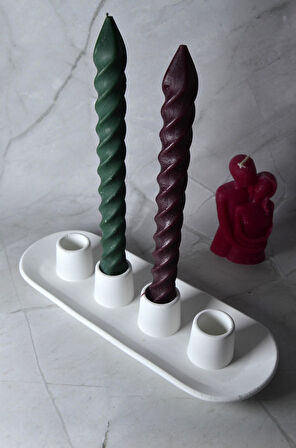 4’lü Masaüstü Şamdan Seti – Dekoratif Döküm Şamdanlık | 20 - 25 mm çap Muma Uyumlu | Modern Minimal Tasarım