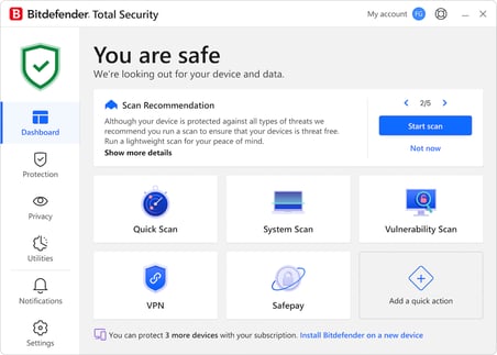 Bitdefender Total Security 2026 1 Yıl 5 Cihaz Dijital Lisans Anahtarı (CD Key)