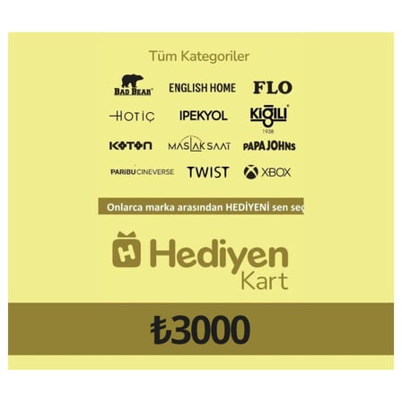 Hediyen KART All Access 3000 TL Dijital Hediye Kartı (Gift Card)