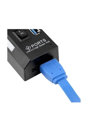 Süper Hızlı 4 Portlu USB 3.0 Hub Çoklayıcı Çoğaltıcı Adaptör Destekli PC Mac Uyumlu Işıklı On Off Bağımsız Anahtarlı Yüksek Hızlı Veri Aktarımı Sağlayan Siyah Dağıtıcı Switch Bağlantı Kablolu