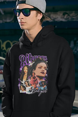 Şarkıcı Rihanna Baskılı Unisex Oversize Hoodie
