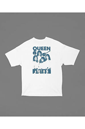 Queen Temalı Baskılı Unisex Tişört, Oversize Müzik Grubu Baskılı Tişört