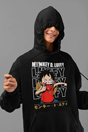 Monkey D. Luffy Baskılı Unisex Oversize Anime Çizgi Film Hoodie