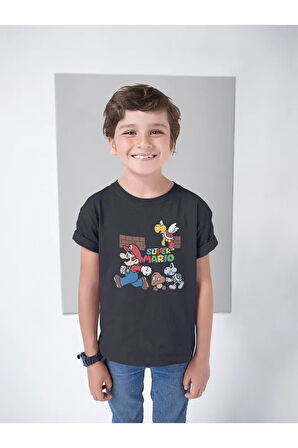 Tasarım Süper Mario Baskılı Unisex Oyun Çocuk Tişört (1-12 Yaş)