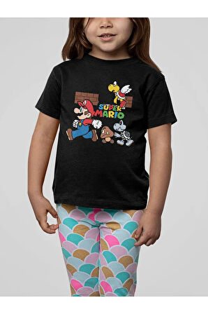 Tasarım Süper Mario Baskılı Unisex Oyun Çocuk Tişört (1-12 Yaş)