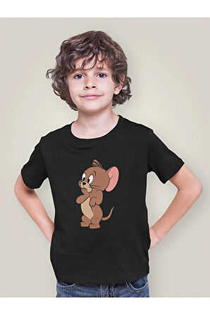 Jerry Baskılı Unisex Çizgi Film Çocuk Tişört (1-12 Yaş)