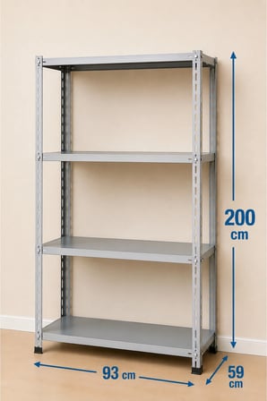 4 Katlı Çelik Raf Sistemi, Depo, Arşiv, Kiler, Dosya, Market, Çiçek, Ayakkabı Rafı – 59x93x200 cm – 1,00 mm