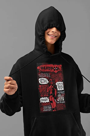 Deadpool Dergi Kapağı Baskılı Unisex Hoodie, Oversize Marvel Sweatshirt