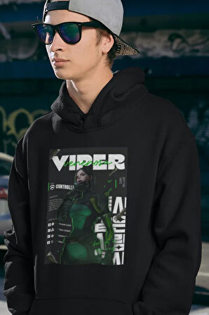 Controller Viiper Baskılı Unisex Hoodie, Oversize Vaalorant Sweatshirt