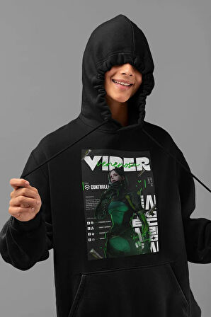 Controller Viiper Baskılı Unisex Hoodie, Oversize Vaalorant Sweatshirt