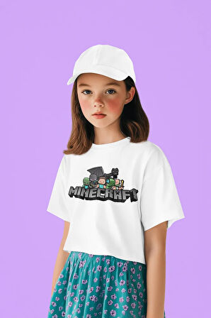 Minecraft Baskılı Unisex Oyun Çocuk Tişört (1-12 YAŞ)