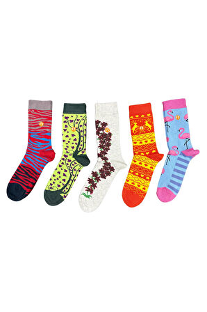 Kadın Renkli Desenli Pamuklu Çorap