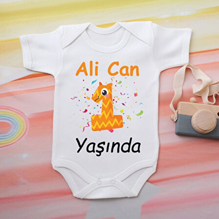 Pamuklu Organik Bebek Zıbını Kısa Kollu Kişiye Özel  0004