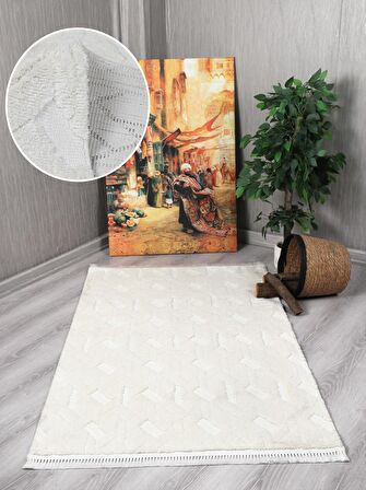 My Evilla Modern Dekoratif Lara Krem Dokuma Halı