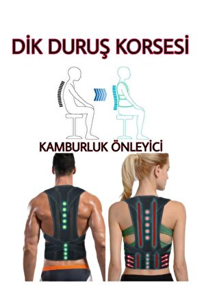 Dik Duruş Korsesi Kadın Erkek Ortopedik Durmak İçin Sırt Korse Kamburluk Önleyici Bel Siyah