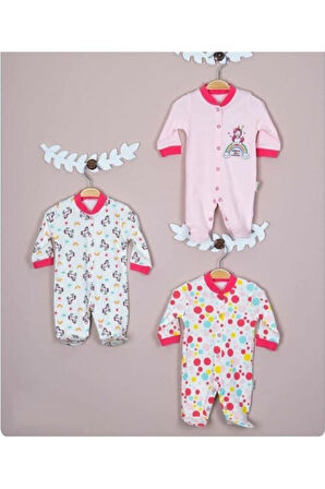 Kız Bebek Pembe 3 Parça Unicorn Tulum