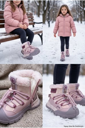 Anatomik Taban Sıcak Tutan Astar Kaymaz Taban Unisex Çocuk Bot CHEROKEE-P Pembe