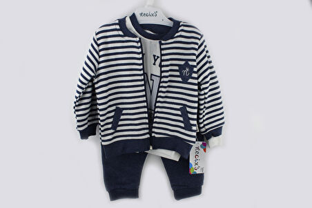 Çizgili Narmalı Üçlü Takım