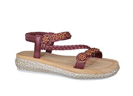 GUJA 19Y209-3 Ortopedik Bordo Kadın Sandalet