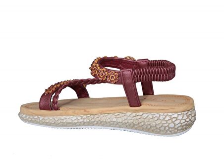 GUJA 19Y209-3 Ortopedik Bordo Kadın Sandalet