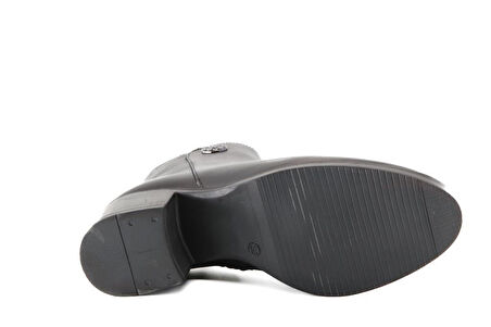 CASTLE BLACK 92160 Saf Deri Siyah Kadın Bot