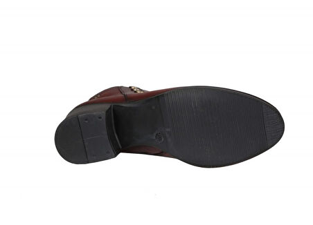 CASTLE BLACK 92160 Saf Deri Taba Kadın Bot