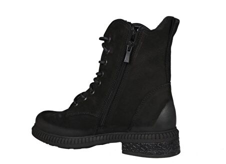 CASTLE BLACK 20912 Saf Deri Siyah Suet Kadın Bot