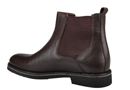 Marcomen 14017 Yuvarlak Burun Kısa Topuk Lastikli Günlük Kahverengi Klasik Bot Deri