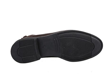 Marcomen 14017 Yuvarlak Burun Kısa Topuk Lastikli Günlük Kahverengi Klasik Bot Deri