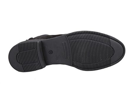 Marcomen 14017 Yuvarlak Burun Kısa Topuk Lastikli Günlük Siyah Klasik Bot Süet