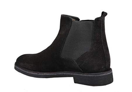 Marcomen 14017 Yuvarlak Burun Kısa Topuk Lastikli Günlük Siyah Klasik Bot Süet