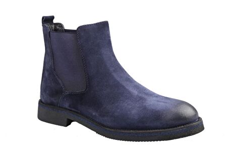 Marcomen 14017 Yuvarlak Burun Kısa Topuk Lastikli Günlük Lacivert Klasik Bot Deri