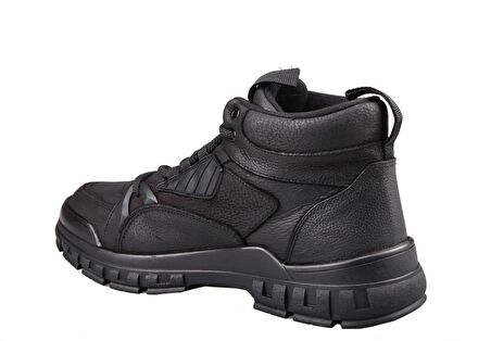 Marcomen 14182 Yuvarlak Burun Kısa Topuk Bağcıklı Günlük Siyah Spor Bot Nubuk