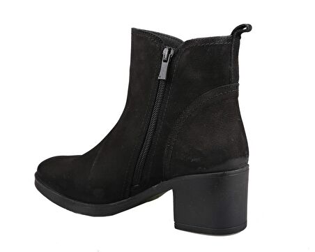 CASTLE BLACK 92163 Saf Deri Siyah Suet Kadın Bot