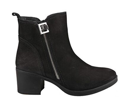 CASTLE BLACK 92163 Saf Deri Siyah Suet Kadın Bot