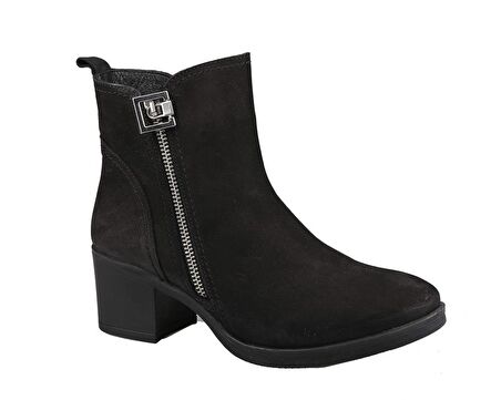 CASTLE BLACK 92163 Saf Deri Siyah Suet Kadın Bot