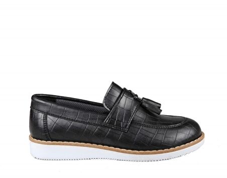 DC 3050 Düz Siyah Croco Erkek Kundura