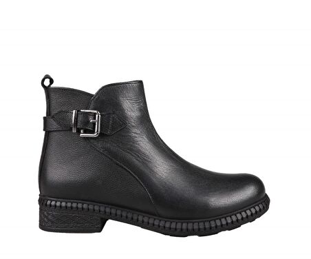 CASTLE BLACK 20913 Hakiki Deri Siyah Kadın Bot