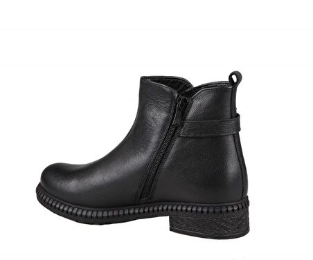 CASTLE BLACK 20913 Hakiki Deri Siyah Kadın Bot